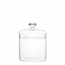 GLASS CANDY JAR WITH DIAMOND HANDLE (M)