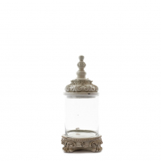 GLASS JAR WITH WHITE BASE AND TOP (M)